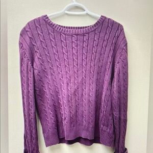 Purple Cable Knit Women's Sweater